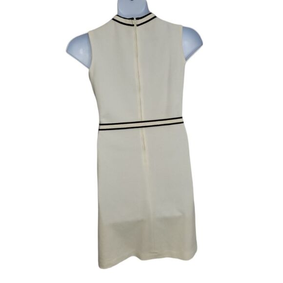 VINTAGE 60s cream sleeveless knit‎ shift dress with tie belt M - Picture 2 of 14